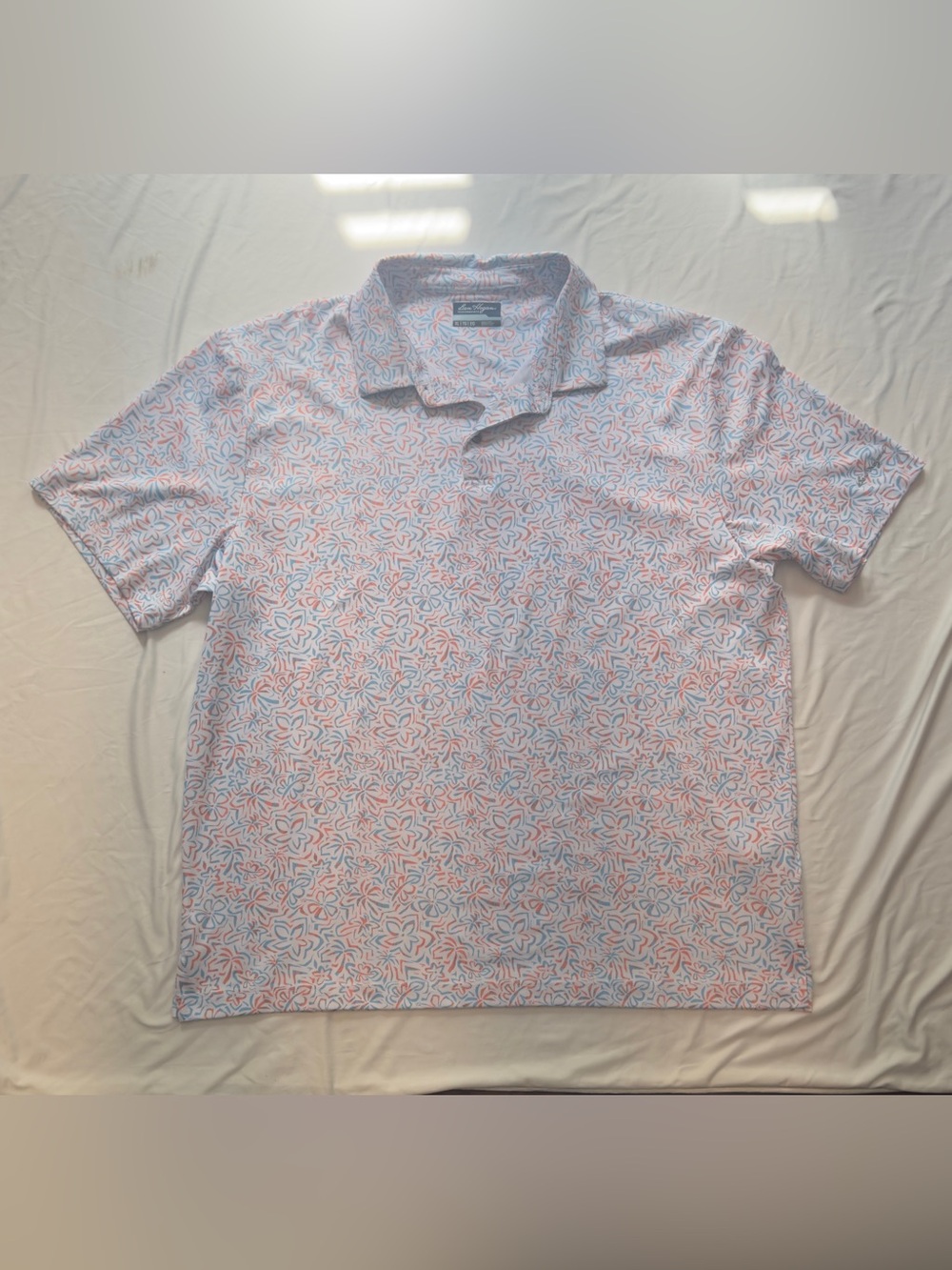 Hogan Floral-Print Polo in Light Blue & Coral